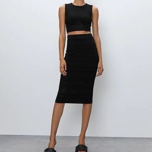 Babaton Bodycon Knit Tube Skirt in Black